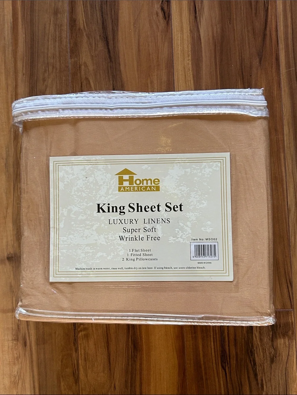 NEW Home American 4 Piece King Sheet Set in Tan - Luxury Wrinkle Free Bedding
